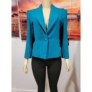 Vintage 50's Lilli Ann Blazer Size M? Teal Wool Padded, Hip Jacket BUST 36" #W3